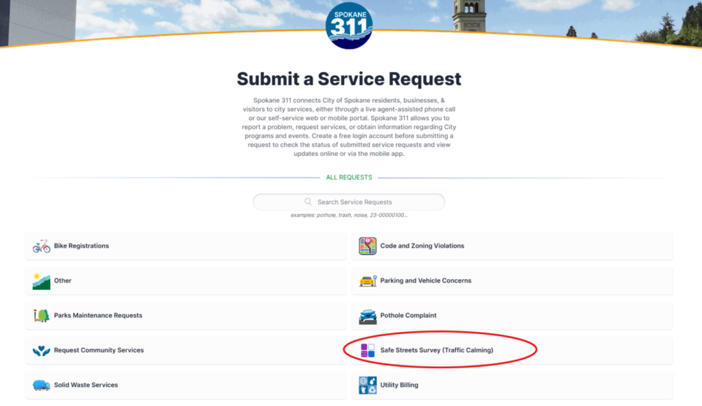 Screen shot of City webpage highlighting Safe Streets for All Survey